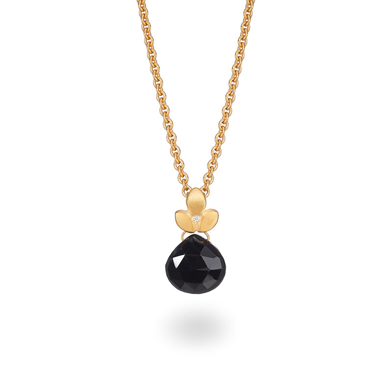 Black Onyx Diamond Necklace Silver Gold Plated Jacks Turner Designer Jewellery Bristol Uk