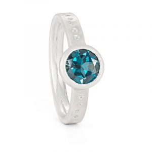 London Blue Topaz Silver Ring With Diamonds Designed Jacks Turner