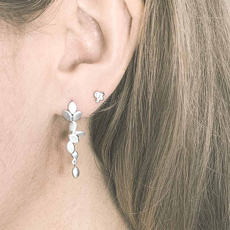Long Drop Silver Earrings On Model Jacks Turner Designer Jewellery Bristol Uk