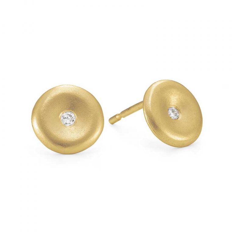 Everyday diamond earrings handmade in gold plated silver. Designed by Bristol jeweller Jacks Turner.