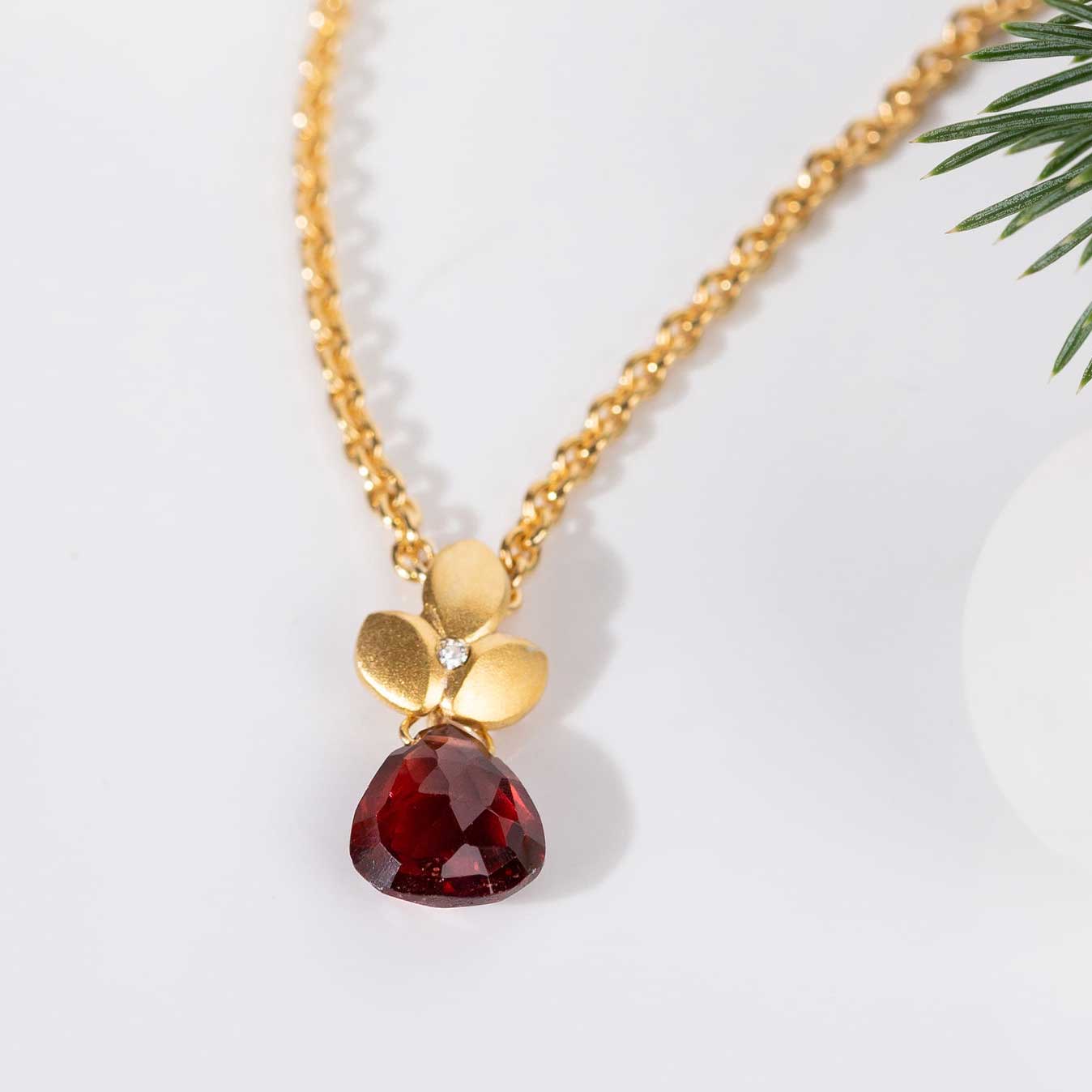 Pretty Gold Garnet Pendant Necklace - Necklaces from Cavendish Jewellers  Ltd UK