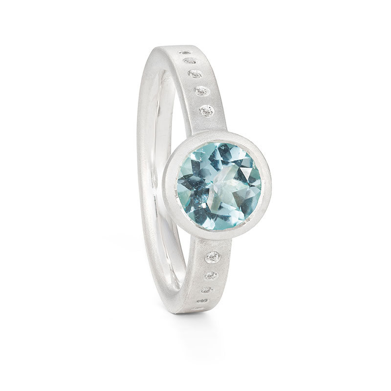 Blue Topaz Silver Ring With Diamonds Designed Jacks Turner