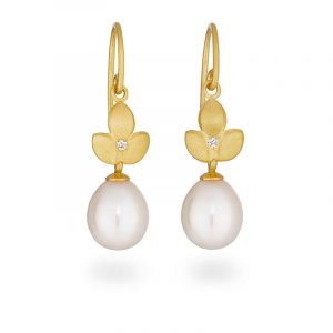 Diamond Pearl Drop Earrings Silver Gold Plated Wedding Jacks Turner Contemporary Jewellery Bristol