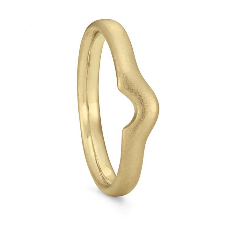 gold acute curved wedding ring designed by Jacks Turner Bristol Jeweller