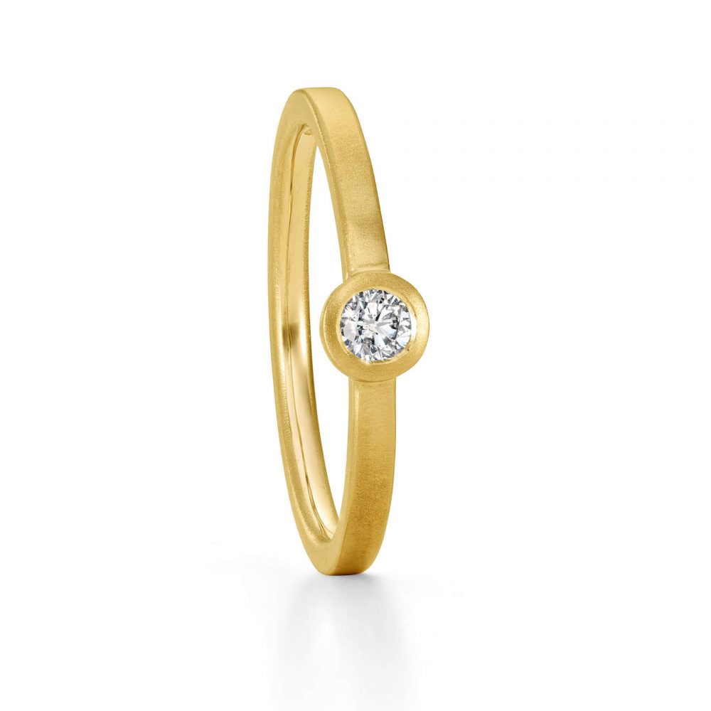 Mini Solitaire Diamond Ring Handmade In Gold. Designed By Jacks Turner Bristol Jeweller.