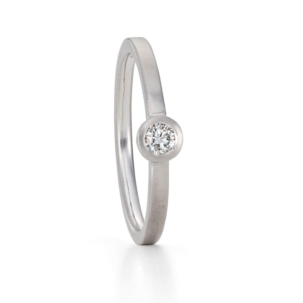 Mini Solitaire Diamond Ring Handmade In Platinum. Designed By Jacks Turner Bristol Jeweller.