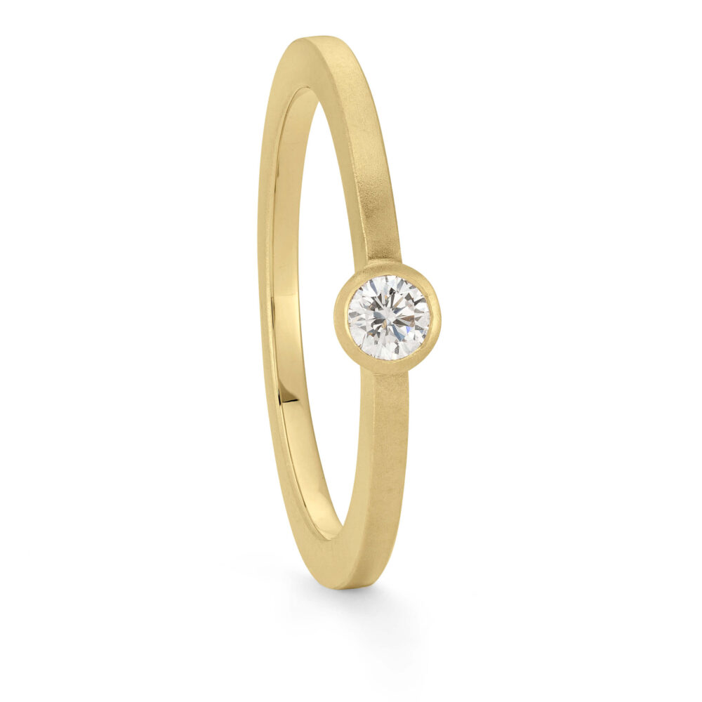 Thin Gold Diamond Ring. Engagement Rings Designed By Jacks Turner In Her Bristol Jewellery Workshop.