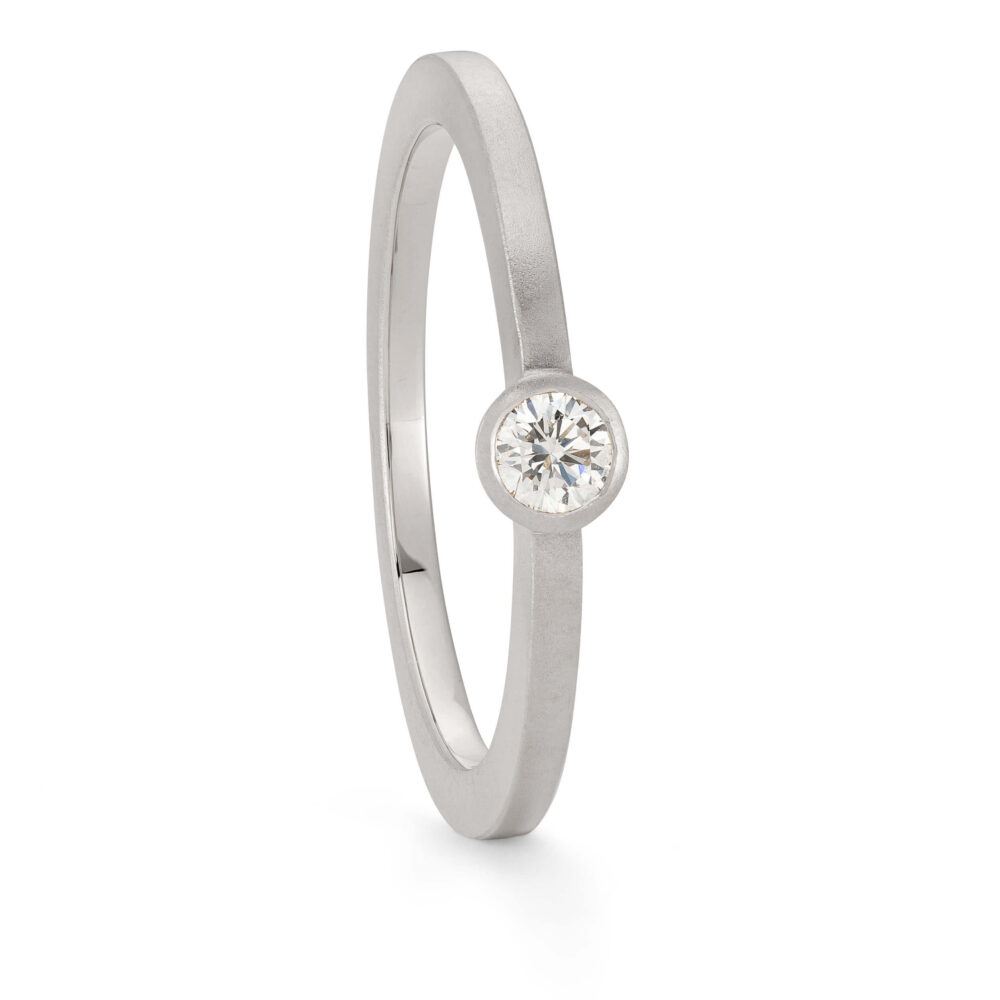 Thin Platinum Diamond Ring. Engagement Rings Designed By Jacks Turner In Her Bristol Jewellery Workshop.