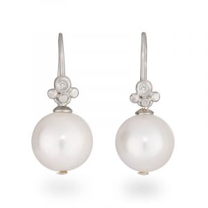 White Pearl Drop Silver Diamond Earrings Bridal Wedding Jewellery Designer Jacks Turner
