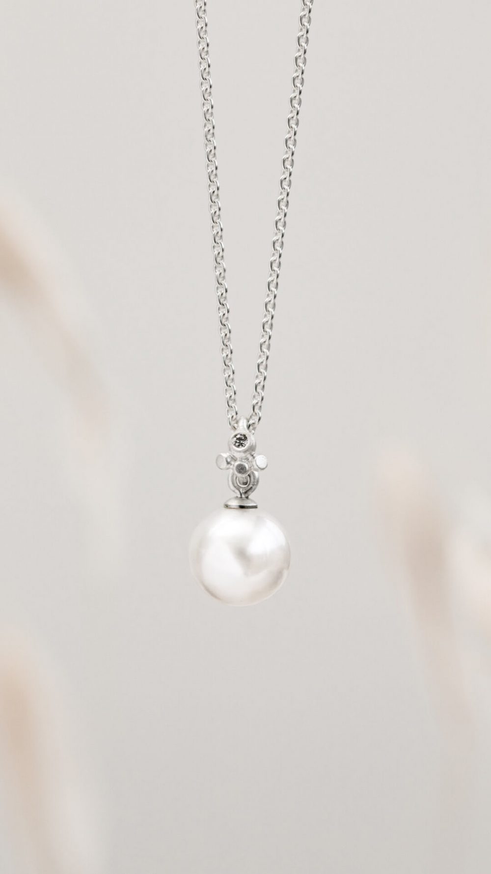 White Pearl Drop Diamond Silver Necklace Jacks Turner Jewellery Bristol