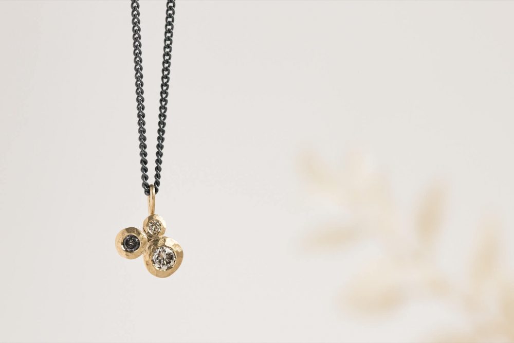 Gold Diamond Necklace Oxidised Silver Chain Jacks Turner Jewellery Bristol