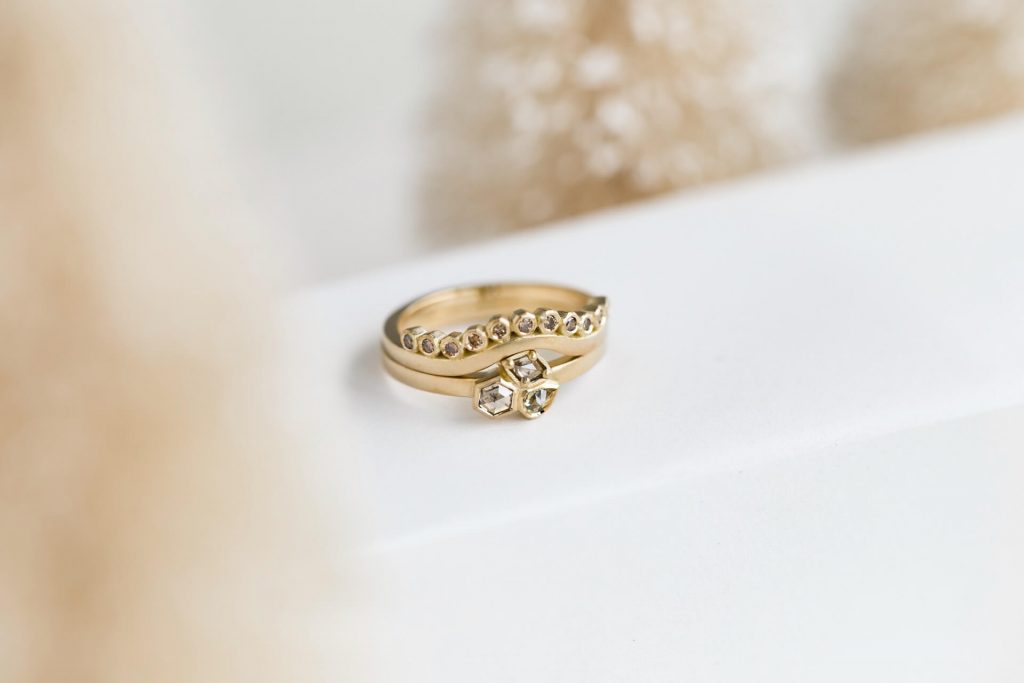Brown Diamond Engagement Ring With Curved Diamond Wedding Ring Christmas Jacks Turner Bristol