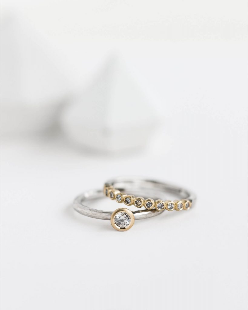 Salt And Pepper Diamond Engagement Ring And Wedding Ring Gold And Platinum Jacks Turner Bristol