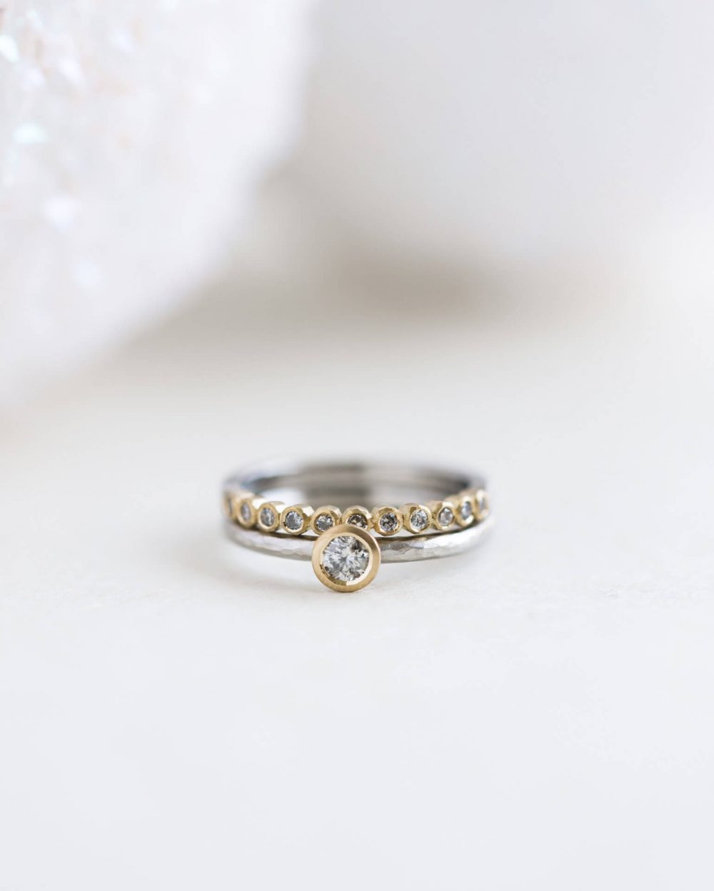 Salt And Pepper Diamond Engagement Ring And Wedding Ring Set Gold And Platinum Jacks Turner Bristol