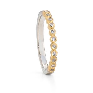 Geo diamond ring handmade in platinum and gold. Designed by Jacks Turner Bristol