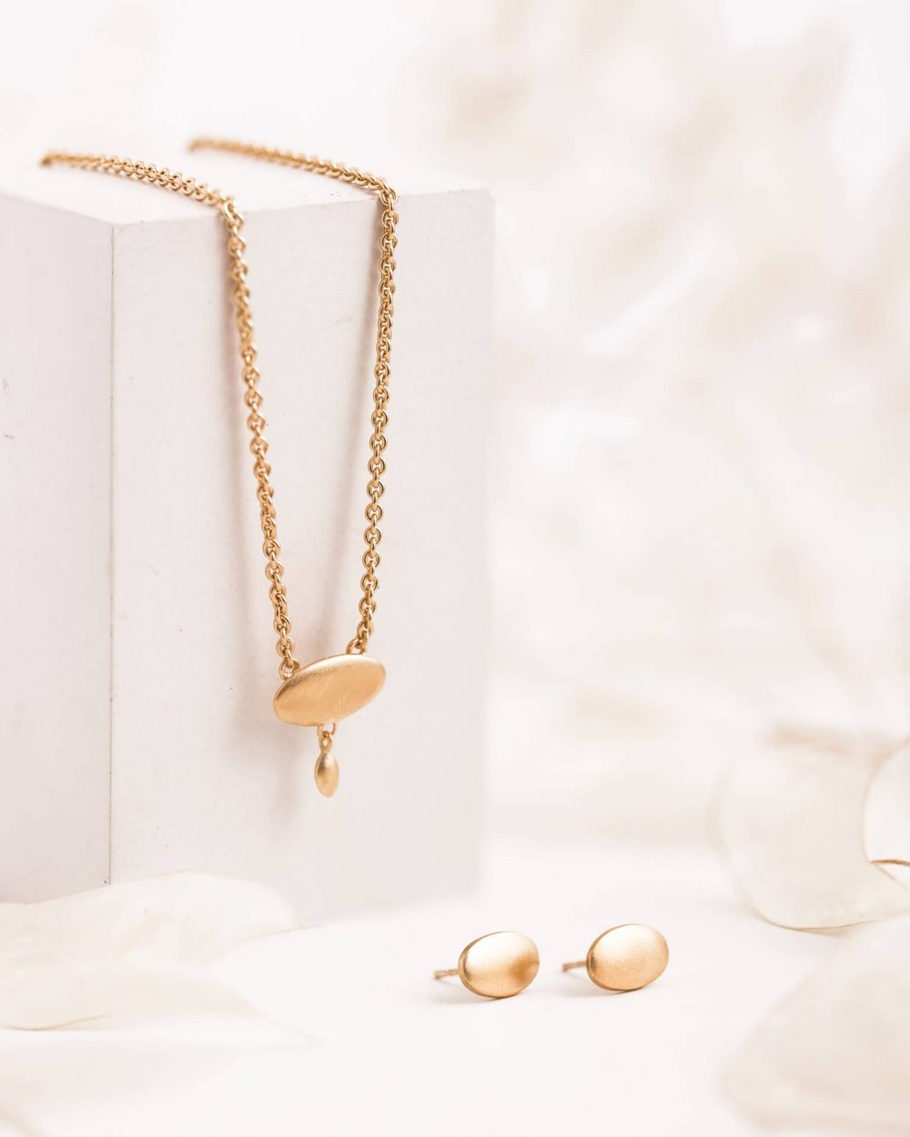 Gold Oval Necklace And Earring Jewellery Gift Set By Jacks Turner.