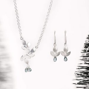 Eve Briolette Sapphire Necklace and Earrings Jewellery Gift Set