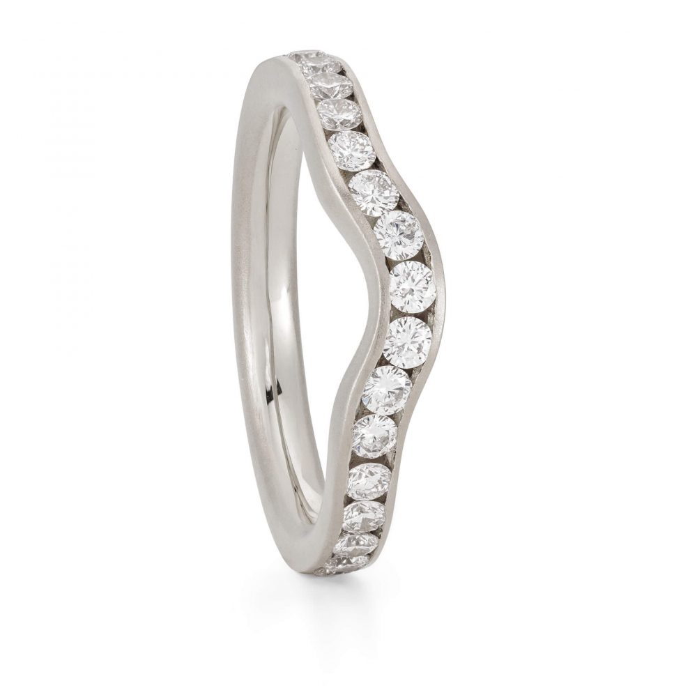 Platinum Diamond Curved Wedding Ring Designed By Bristol Jeweller Jacks Turner