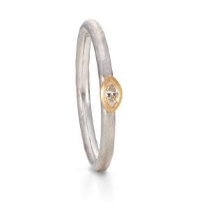 Marquise diamond ring in platinum and yellow gold, designed by Jacks Turner in Bristol.