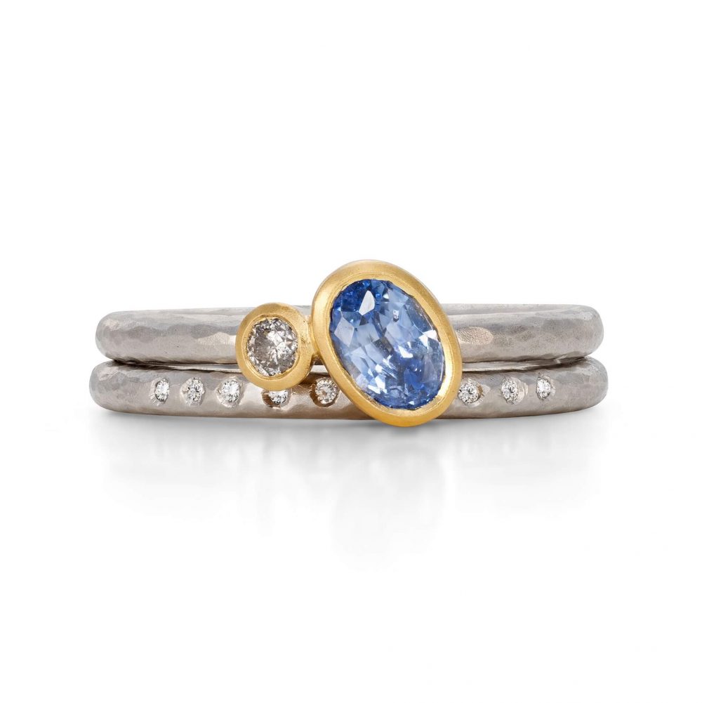 Oval Sapphire And Diamond Alternative Engagement Ring With Diamond Platinum Wedding Ring By Bristol Jeweller Jacks Turner