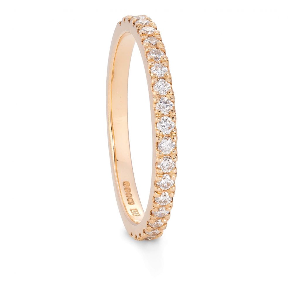 Thin Pavé Diamond Ring Handmade In Rose Gold Ring By Bristol Jeweller Jacks Turner.