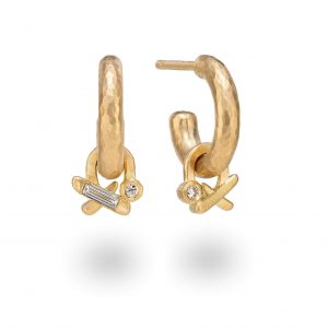 The Kiss gold diamond earrings by Jacks Turner Bristol jeweller.