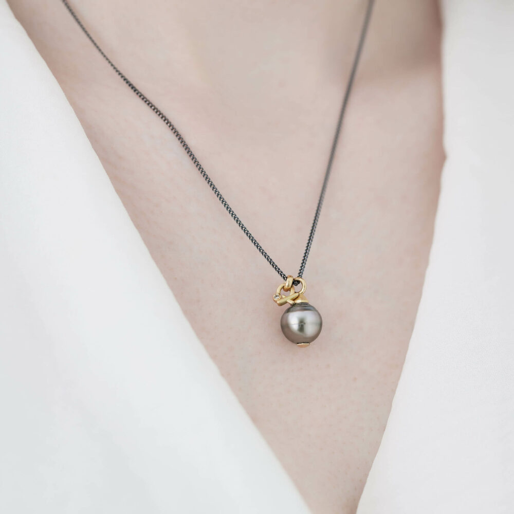 The Kiss Tahitian Pearl Necklace On Model By Jacks Turner Bristol Jeweller