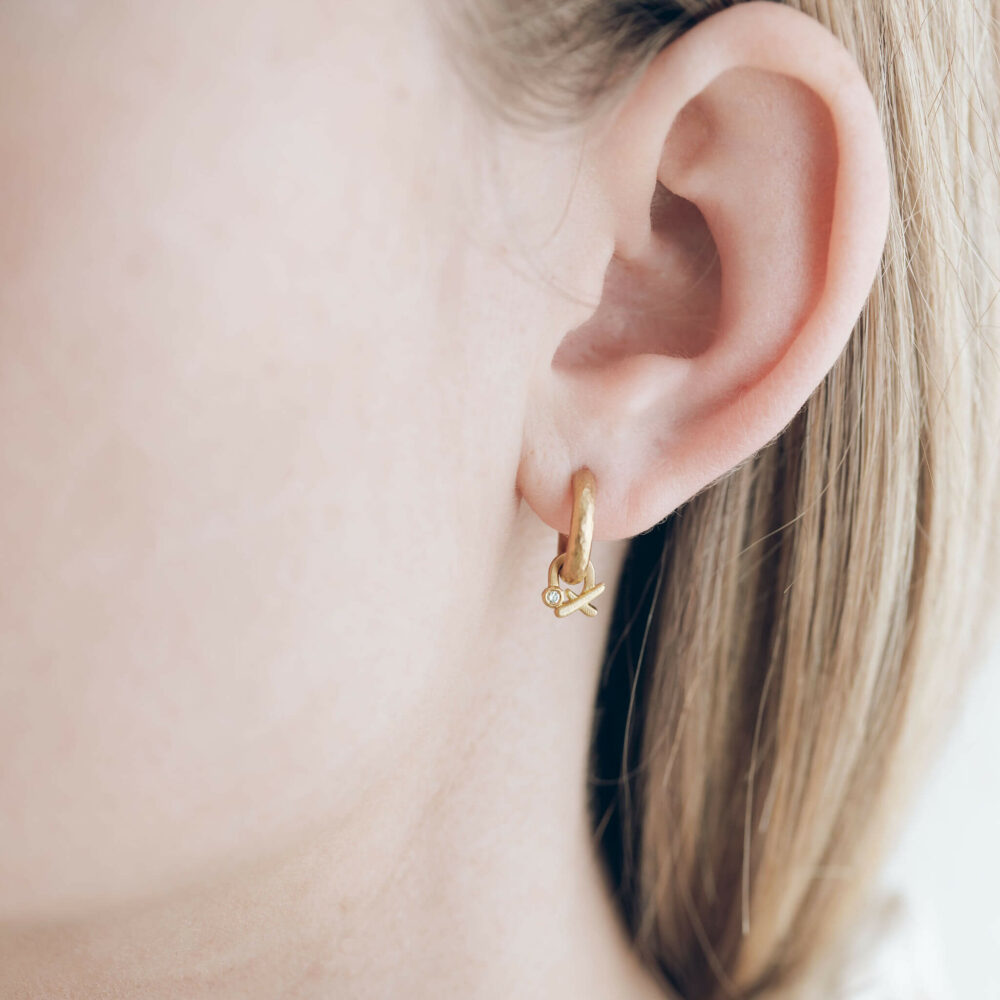 Your Kiss Gold Diamond Earring On Model By Jacks Turner Bristol Jeweller