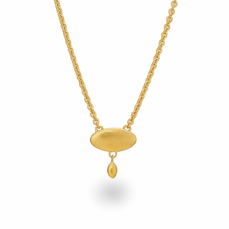 Oval gold necklace handmade by Jacks Turner. Bristol Jeweller