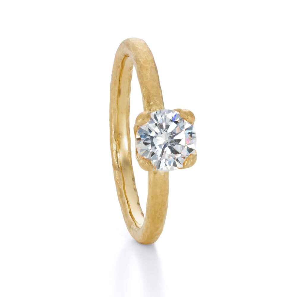 Grand Geo Claw Diamond Ring In Gold. Contemporary Engagement Rings Designed By Jacks Turner Bristol.